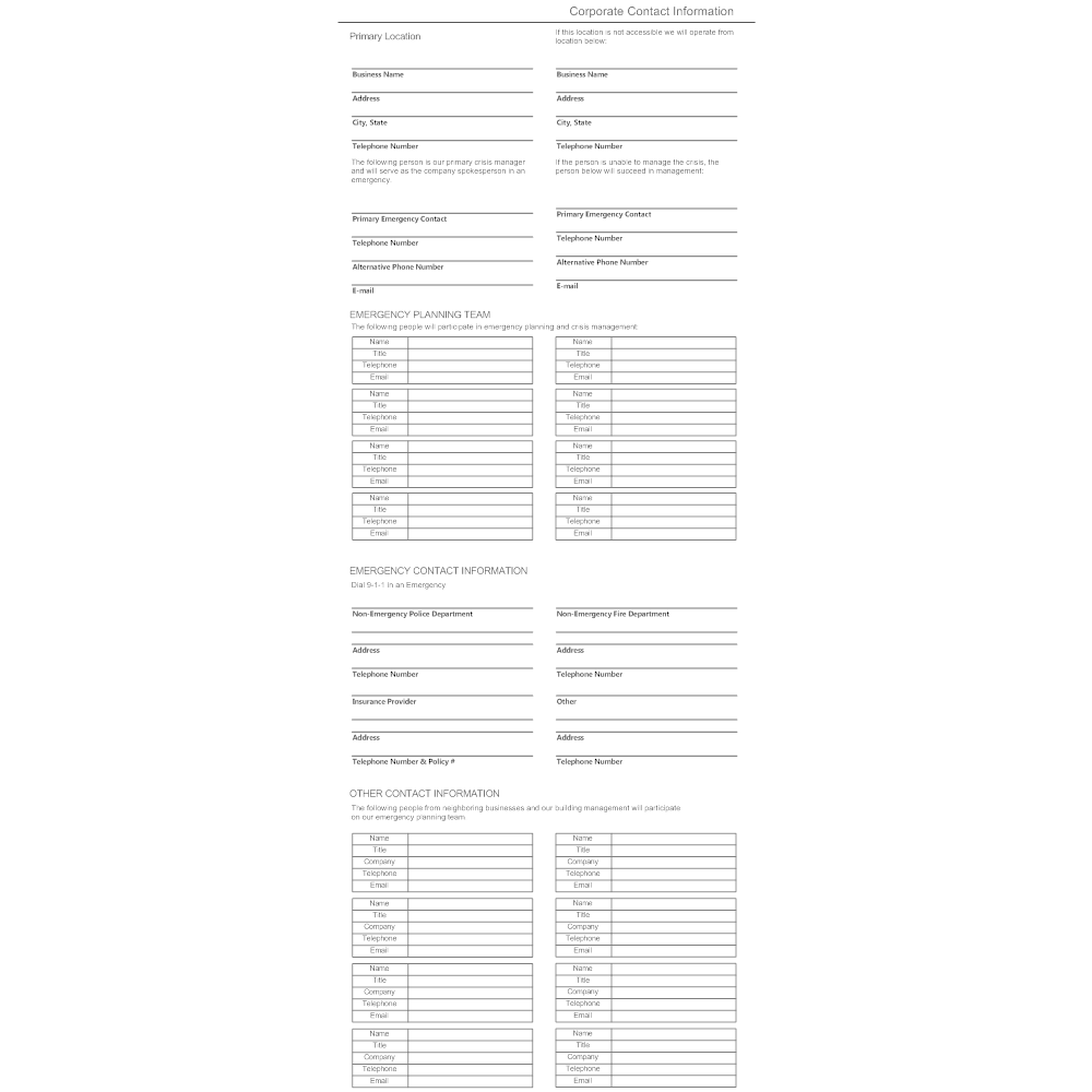 Example Image: Corporate Contact Information Form 